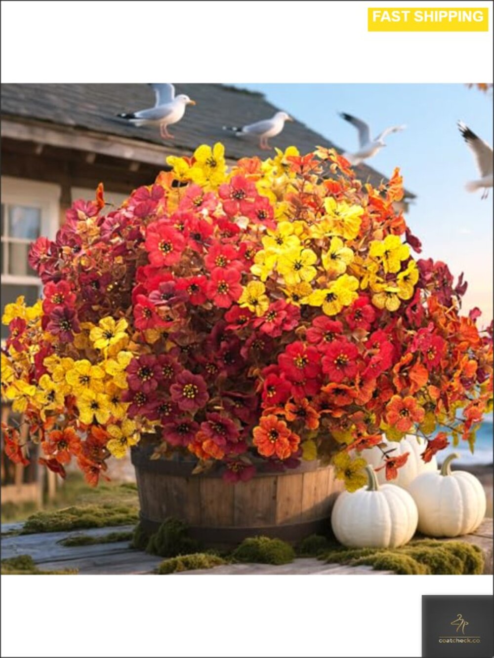 20 Bundles UV Resistant Artificial Fall Flowers Outdoor Faux Silk Decor